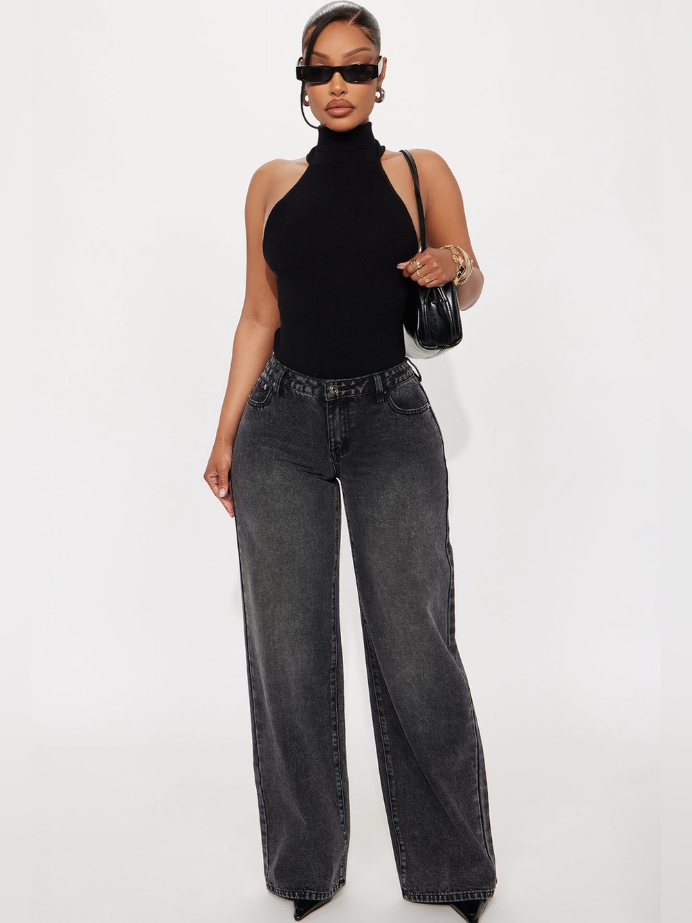 Classic High-Rise Wide Leg Jeans - Black Wash